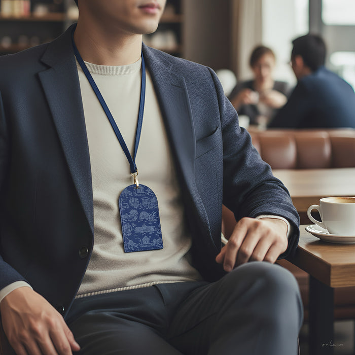 'CITY IN THE GARDEN' Leather Access Card Holder x Luggage Tag