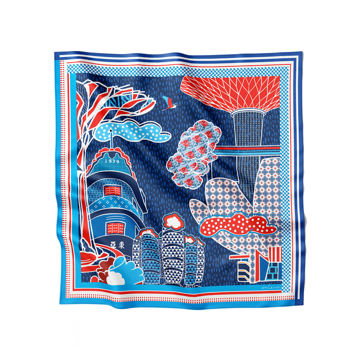 'ORCHID BATIK & COLOURFUL SINGAPORE' Silk Tie & Pocket Square Gift Set