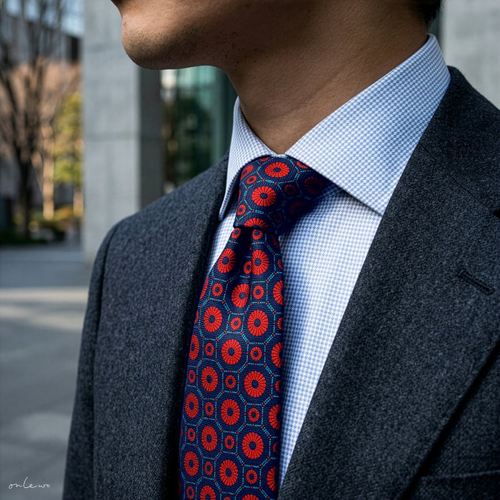 'KUEH TILE & SINGAPORE ORCHID' Silk Tie & Pocket Square Gift Set