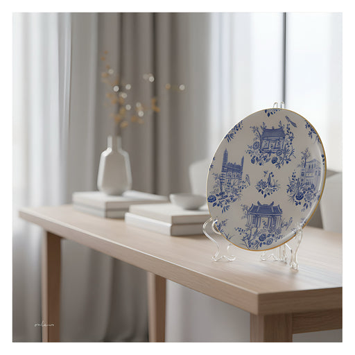 Onlewo 'Our Singapore Dream' fine bone china plate detail — Ying Fo Fui Kun, Nagore Dargah, Thian Hock Keng and Telok Ayer Methodist Church illustrations by Mike Tay