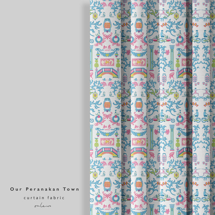 'OUR PERANAKAN TOWN - COLOURFUL' Curtain Fabric